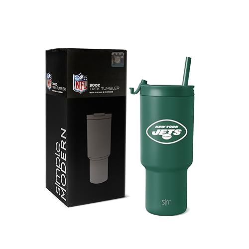 Simple Modern Officially Licensed NFL New York Jets 30 oz Tumbler with Flip Lid and Straws | Insulated Cup Stainless Steel | Gifts for Men Women | Trek Collection | New York Jets
