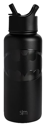 Simple Modern Batman DC Comics Water Bottle with Straw Lid Insulated Stainless Steel Metal Thermos | Gifts for Women Men Reusable Leak Proof Flask | Summit Collection | 32oz Batman Bat Signal