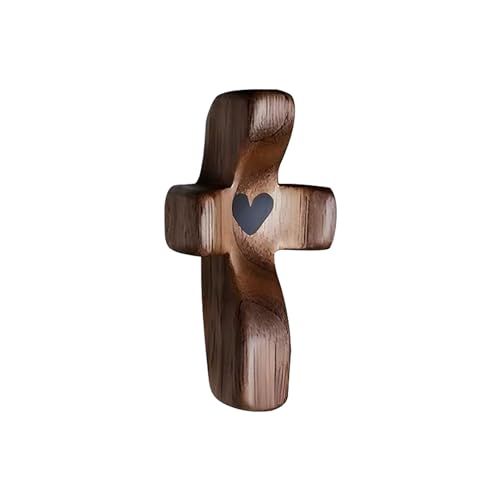 Yookin Cross My Heart | Encouragement Gift Wooden Cross Fingertip Stress Relief Gifts Pocket Small Cross Christmas Gift Handheld Wooden Cross (Black 1pcs)