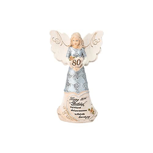 Pavilion Gift Company 80th Birthday - 6' Angel Holding a Heart, Beige