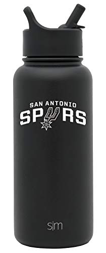 Simple Modern Officially Licensed NBA San Antonio Spurs Water Bottle with Straw Lid | Vacuum Insulated Stainless Steel 32oz Thermos | Summit Collection | San Antonio Spurs