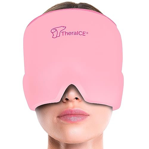 TheraICE Migraine Relief Cap, Migraine Ice Pack Mask Products, Women Cooling Gel Hat, Face Cold Compress Head Wrap for Her Stress. Great Birthday Gift for Mom, Sister, Grandma, Girlfriend, & Teacher