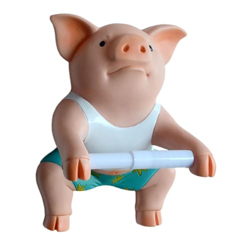 Bothyi Pig Funny Toilet Paper Holder Toilet Roll Organizer Wall Mounted Animal Figurine, Toilet Tissue Holder, Restroom Towel Rack
