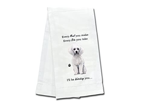 White Poodle Kitchen Towel - Soft Highly Absorbent - White Poodle Gifts - Dish Towels for Washing Dishes - Tea Towels - Reusable - Quick Drying - 100% Natural Cotton - Towels For Pet Lovers