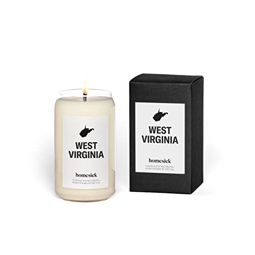 Homesick Premium Scented Candle, West Virginia - Scents of Bourbon, Maple, Chocolate, 13.75 oz, 60-80 Hour Burn, Natural Soy Blend Candle Home Decor, Relaxing Aromatherapy Candle
