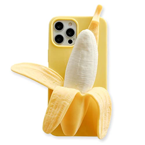 Yatchen Cute 3D Cartoon Case Compatible with iPhone XR,Unique Funny Banana Design Soft Decompression Silicone Case Ultra-Thin Non-Slip Shockproof Protective Case for iPhone XR