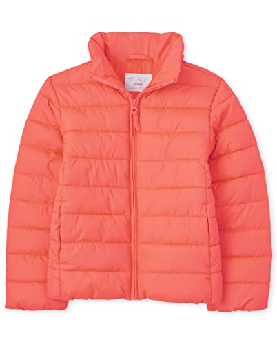 The Children's Place Girls' Medium Weight Puffer Jacket, Wind, Water-Resistant, Soft Pink, Medium (7/8)