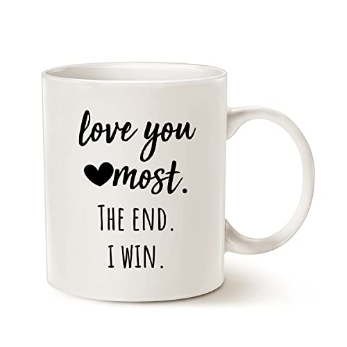 MAUAG Girlfriend Anniversary, Birthday, Romantic Gift Mug - Love You Most The End I Win - Funny Valentines Day Gifts For Her - 11Oz Cute Coffee Mug