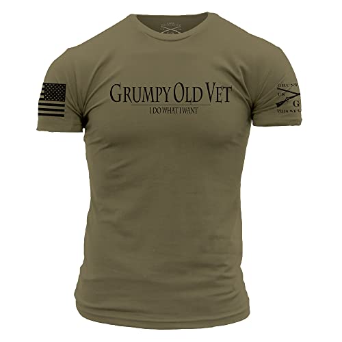 Grunt Style Grumpy Old Vet Men's T-Shirt (Military Green, Large)