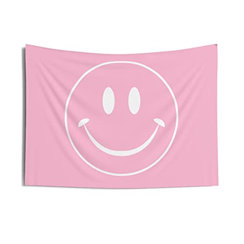 Lotus Atelier Pink Smiley Face Tapestry Cute | College Dorm Decor & Preppy Room Decor for Teen Girls | Apartment, Living Room Wall Hanging | Multiple Sizes (36' x 26', Pink)