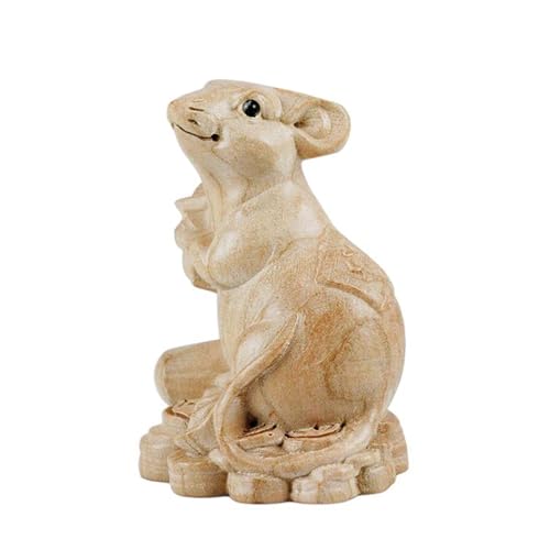 WXMYOZR Chinese Zodiac Figurines,Peach Wood Carving Twelve Chinese Zodiac Animals Figurines 2024 Feng Shui Decor Best Chinese Zodiac Gift,Rat