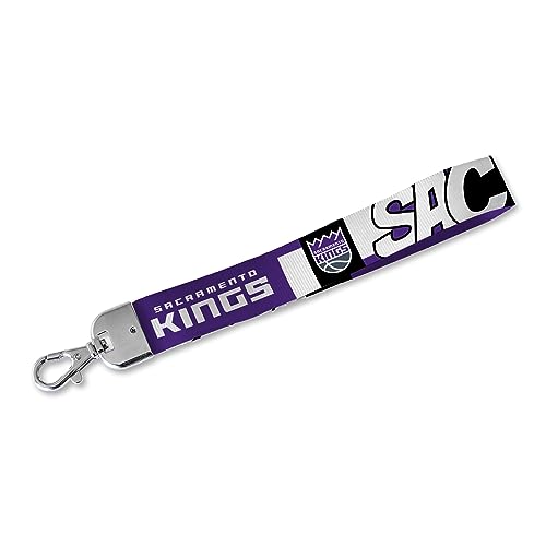 Rico Industries NBA Basketball Sacramento Kings Wrist Lanyard Key Chain, Cute Wristlet Strap Keychain Holder for Women Men Car Keys ID Badges Card Wallet Phone Camera