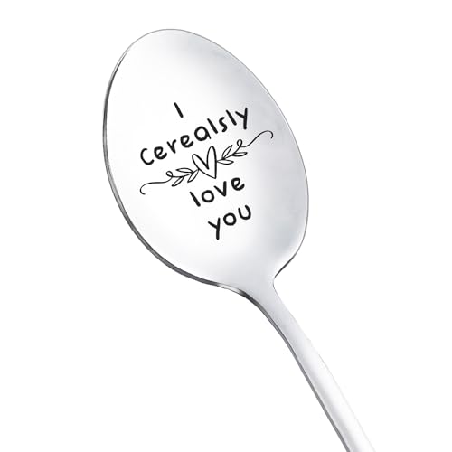 I Cerealsly Love You Gift Spoons for Husband Wife Christmas Birthday Gifts for Boyfriend Girlfriend Anniversary Valentine's Day Gift for BF GF Cereal Spoon for Cereal Lover Gifts