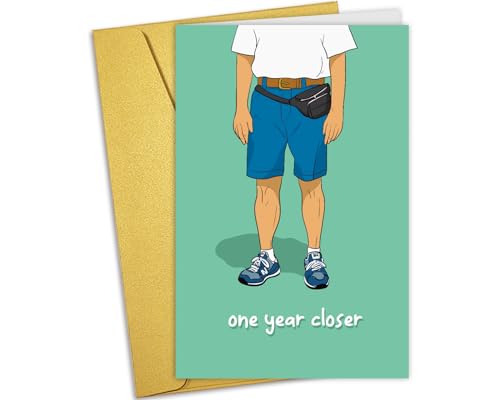 Nchigedy Funny Birthday Card for Men, Humor Joke Birthday Card for Him, Hilarious Birthday Card for Dad Boyfriend Husband, One Year Closer Bday Card for Brother Friend