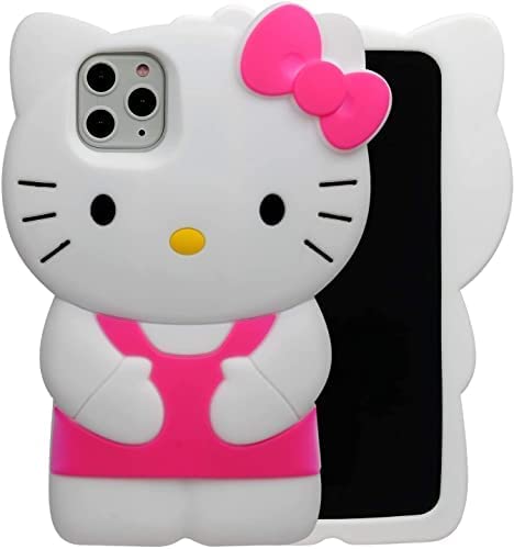 Cat Case 3D Cartoon Animal Cover,Kids Girls Animated Fun Kawaii Soft Funny Unique Character Cases (iPhone XR,Hot Pink)