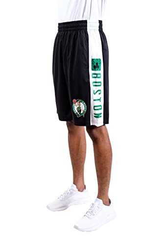 Ultra Game NBA Boston Celtics Mens Mesh Basketball Shorts, Black, Large