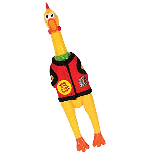 Archie McPhee Multicolor Rubber Emotional Support Chicken Play Figure - 13 Inch, No Assembly Required