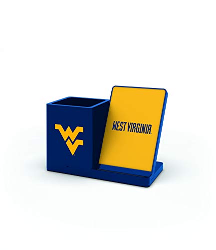 SOAR NCAA Wireless Cell Phone Charging Stand and Desktop Organizer, West Virginia Mountaineers