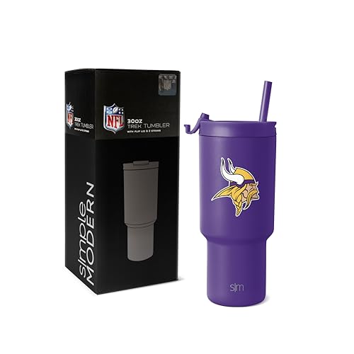Simple Modern Officially Licensed NFL Minnesota Vikings 30 oz Tumbler with Flip Lid and Straws | Insulated Cup Stainless Steel | Gifts for Men Women | Trek Collection | Minnesota Vikings
