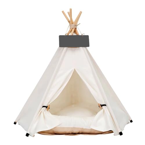 Pet Teepee Dog & Puppy Cat Tents Tipi Bed Portable Houses with Thick Cushion for Pets Up to 20lbs