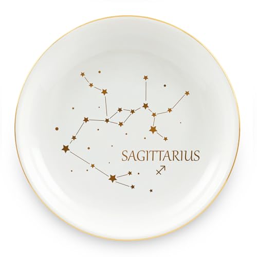 Homlouue Sagittarius Gifts for Women, Zodiac Sign Trinket Tray, Sagittarius Birthday Gifts for Women, Ceramic Astrology Sign Jewelry Tray, Sagittarius Ring Dish, Zodiac Constellation Gifts
