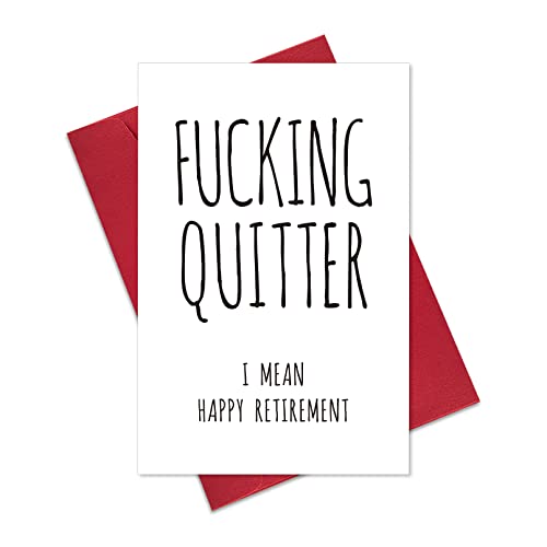 Ogeby Funny Retirement Card for Coworker Colleague Friend, Humor Retiring Card Gift for Him Her, Fucking Quitter I Mean Happy Retirement