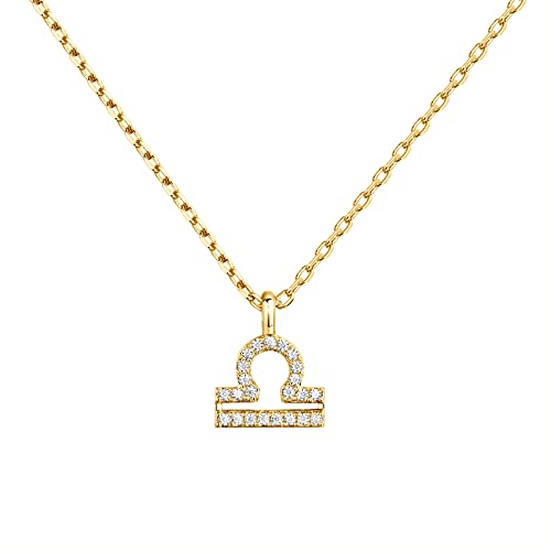 PAVOI 14K Yellow Gold Plated CZ Astrology Necklace Astrology Necklace | Astrology Gifts For Women | Zodiac Necklaces | Libra Necklace