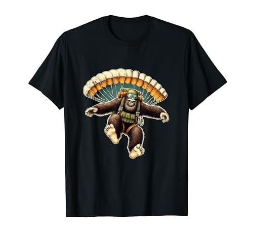 Bigfoot Parachuting Skydiver Funny Skydiving Lovers T-Shirt