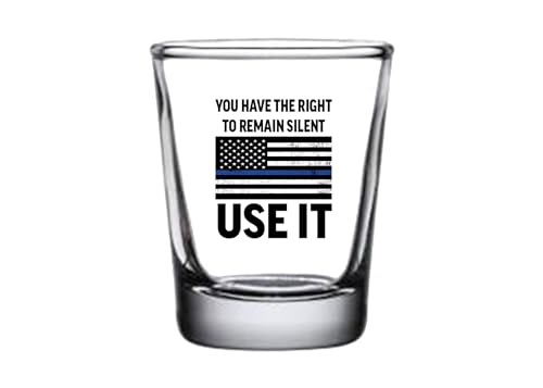 Rogue River Tactical Funny Thin Blue Line Shot Glass Gift For Police Officer Law Enforcement Remain Silent