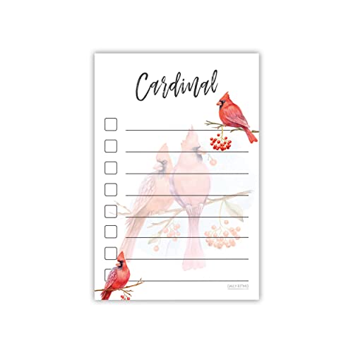 Red Cardinal Sticky Notes to Do List | Cardinal Themed Gift for Women | Bird Watcher Lover Birthday Cardinals Gifts | Notepad 4x6' 50 Pages Made in USA