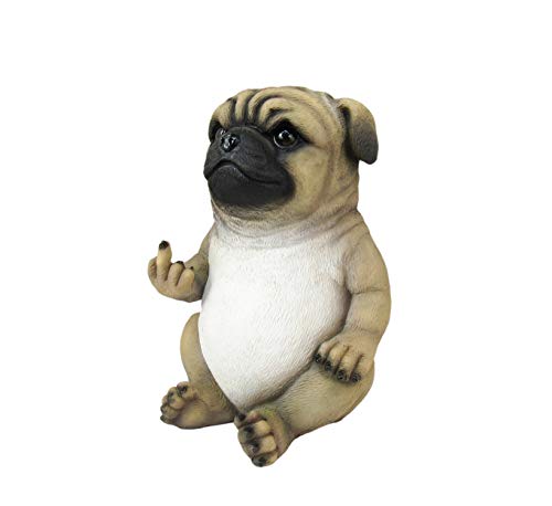 DWK Pug Life Middle Finger Pug Dog Statue | Pug Statue Décor for Your Home or Office | Desk Decorations | Gifts for Pug Lovers | Front Porch Greeting Statue - 7'…
