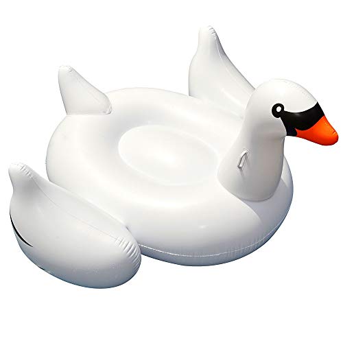 SWIMLINE ORIGINAL 90621 Giant Inflatable Swan Pool Float Floatie Ride-On Lounge W/ Stable Legs Wings Large Rideable Blow Up Summer Beach Swimming Party Lounge Big Raft Tube Decoration Toys Kids Adults