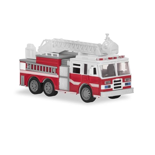 Driven by Battat — Micro 1/124 Scale – Fire Truck – Small Toy Truck with Lights, Sounds & More for Boys & Girls Age 3+