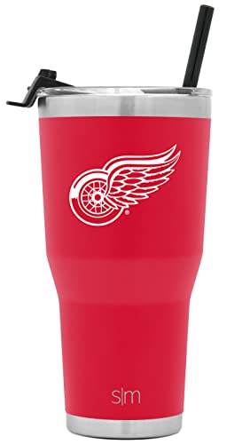 Simple Modern Officially Licensed NHL Detroit Red Wings 30oz Cruiser Tumbler Insulated Travel Mug Cup with Flip Lid and Straw