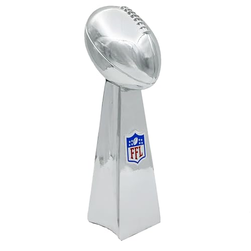 MASCOTWISH Fantasy Football Trophy-14 INCHES Large - Ultimate Fantasy Football Trophy Realistic Fantasy League Winner’s Cup Bright Silver Lombardi Trophy Elegant and Durable Design