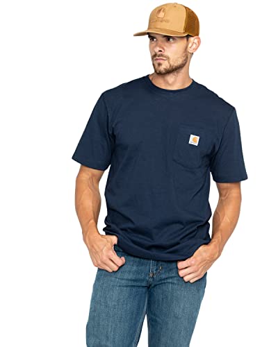 Carhartt Men's Loose Fit Heavyweight Short-Sleeve Pocket T-Shirt, Navy, Large