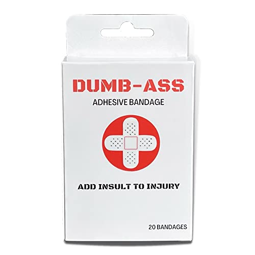 Dumbass Bandages, Birthday Gift for Him, Funny Gift, Gifts for Adults, Funny Gifts, Adhesive Bandages, Funny Bandages, 20 Count, Latex Free