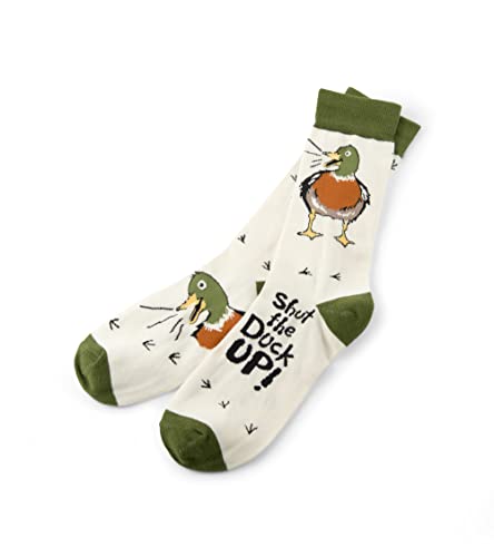 Little Blue House By Hatley Men's Crew Socks, Shut The Duck Up, One Size Fits Most
