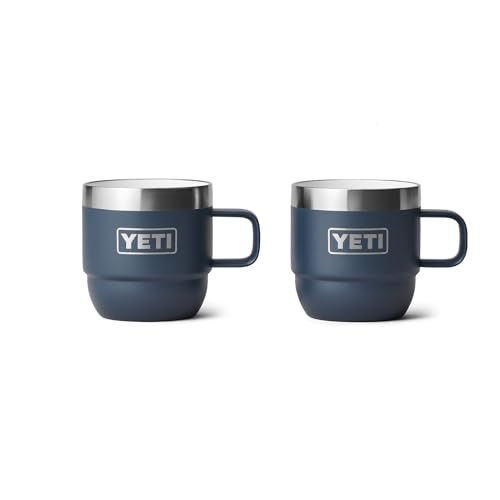 YETI Rambler 6 oz Stackable Mug, Stainless Steel, Vacuum Insulated Espresso/Coffee Mug, 2 Pack, Navy