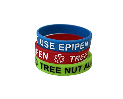 Tree Nut Allergy Silicone Medical Bracelets Size XS 7' (Lot of 3)