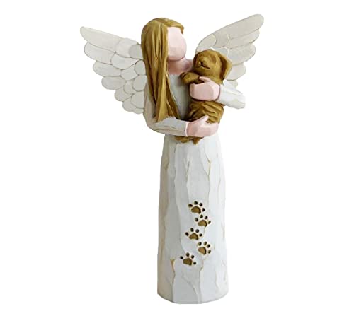 Waifugal Dog Memorial Gifts for Loss of Dog, Pet Memorial Gifts, Resin Angel Statues,Sculpting Angels，Pet Sympathy Gifts(White)