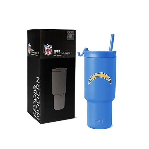 Simple Modern Officially Licensed NFL Los Angeles Chargers 30 oz Tumbler with Flip Lid and Straws | Insulated Cup Stainless Steel | Gifts for Men Women | Trek Collection | Los Angeles Chargers
