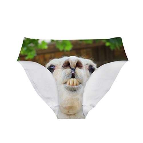 Dellukee Sexy Women Underwear Briefs Funny Alpaca Print Breathable Hipster Panty