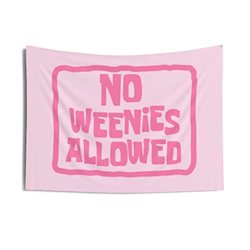 Lotus Atelier No Weenies Allowed Tapestry for Bedroom Teen Girl | Flags Room Pink Dorm Decor Multiple Sizes 36 in. x 26