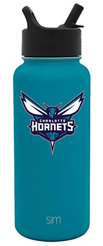 Simple Modern Officially Licensed NBA Charlotte Hornets Water Bottle with Straw Lid | Vacuum Insulated Stainless Steel 32oz Thermos | Summit Collection | Charlotte Hornets