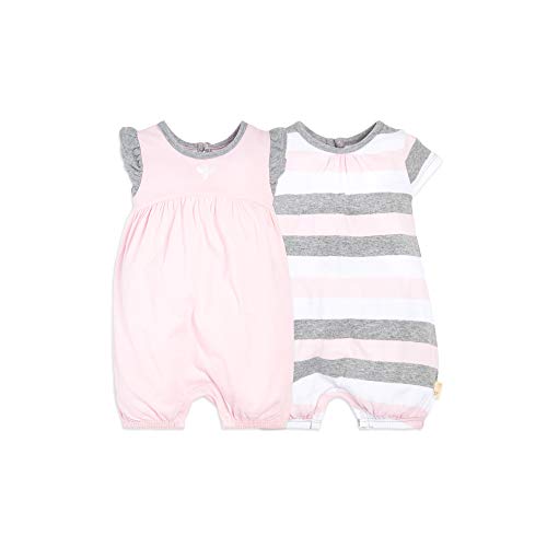 Burt's Bees Baby baby girls Rompers, of 2 Bubbles, One Piece Jumpsuits, 100% Organic Cotton Layette Set, Blossom Multi Stripe, 6 Months US