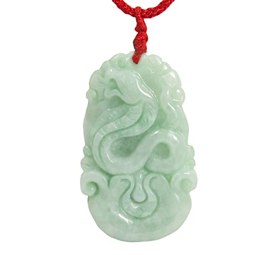 Dahlia Chinese Zodiac Jade Necklace, Real Grade A Certified Burma Jadeite, Adjustable Lucky Red Cord, Snake Q90