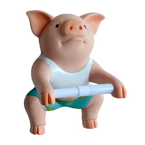 Qianly Pig Funny Toilet Paper Holder Toilet Roll Holder Wall Mount Cute, Cartoon Wall Art Decor Roll Dispenser, Towel Rack for Home