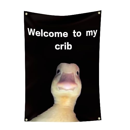 CLRIEOS Welcome to My Crib Flag 2x3 Feet Funny Flags for Room Durable Man Cave Wall Flag with Brass Grommets for College Dorm Room Decor,Outdoor,Parties