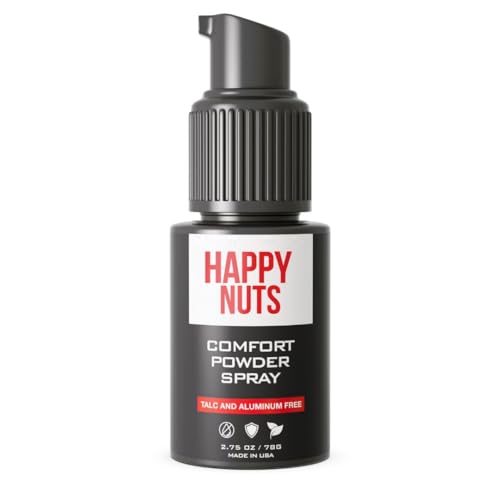 Happy Nuts Mens Comfort Powder Spray: Anti Chafing & Deodorant, Aluminum-Free, Sweat and Odor Control for Jock Itch, Groin and Men's Private Parts (1 Pack, Original)
